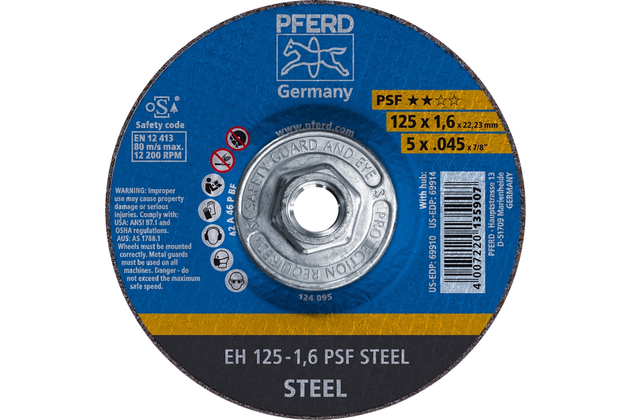 Picture of Pferd Cut-Off Wheel, 5" X .045 X 5/8-11, Psf Steel, T27, Aluminum Oxide